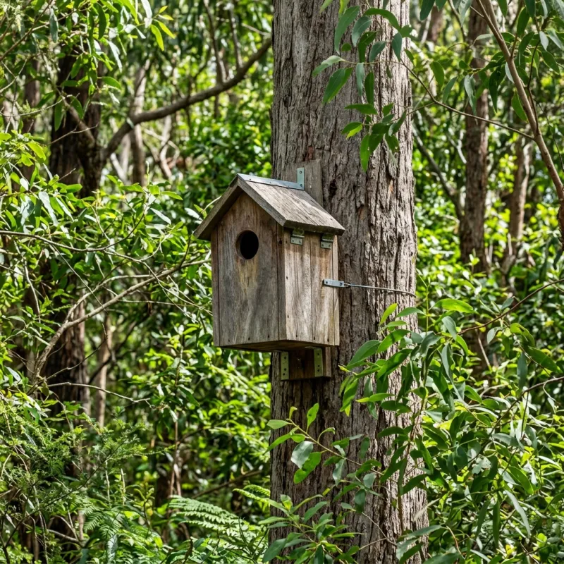 Animal nesting box installed as a humane alternative to a Corio roof cavity