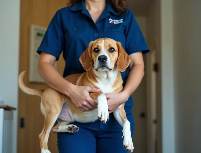 Technician respectfully transporting a deceased dog in Corio